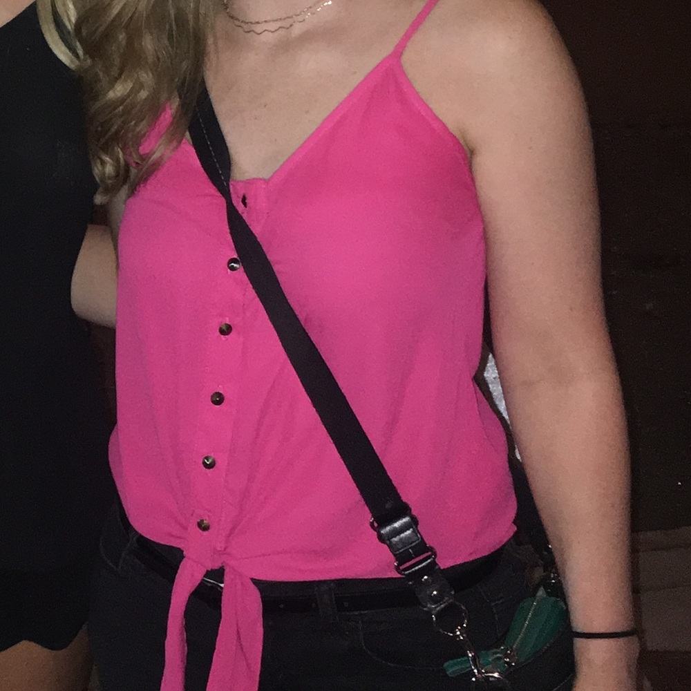 Hot pink sleeveless shirt